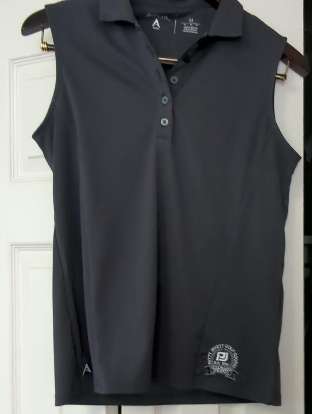 Antigua Sleeveless Polo Tank Top in Dark Gray